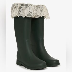 For Love & Lemons Rain Boots with removable lace trim